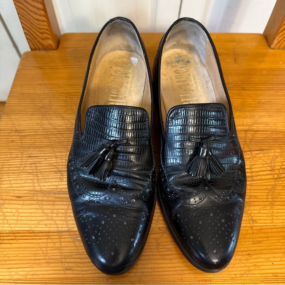 Portfolio Made in Italy Black Leather Classic Tassel Loafers 7 - Picture 2 of 9